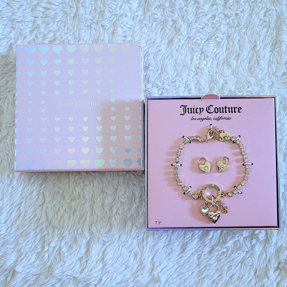 Juicy🍊 Couture Triple3️⃣ Charm Bracelet and Stud Earrings Set - NIB